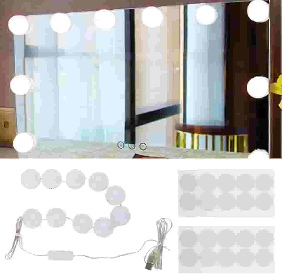 Espelho de LED Yuyte, luz espelhada de LED para espelho de maquiagem, estilo Hollywood 8 Níveis de luz de maquiagem regulável para mesa de maquiagem, espelho de maquiagem não incluído