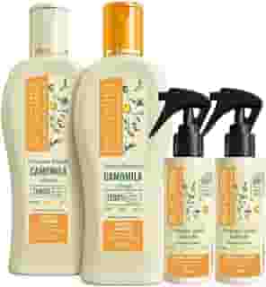 Kit Bio Extratus Camomila para cabelo claro, loiro - Shampoo, Condicionador e 2x Finalizador Spray