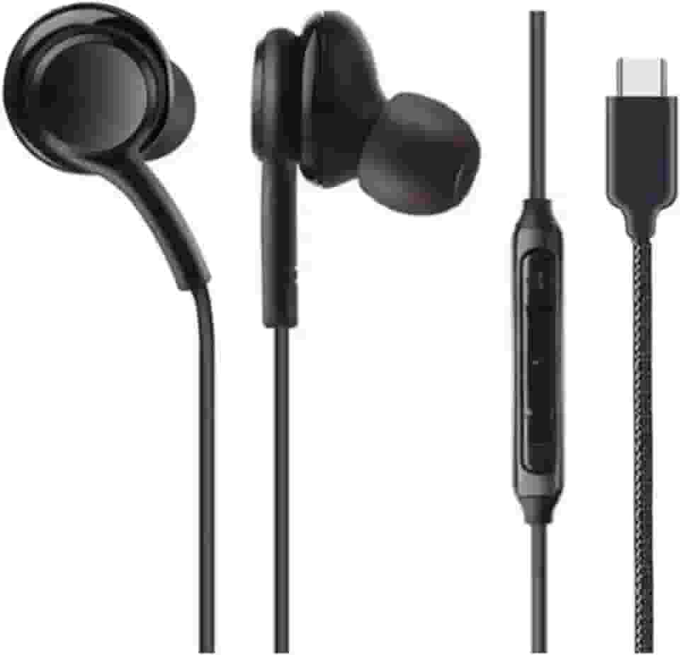 Fone de Ouvido com Fio Entrada Tipo C Som Balanceado USB-C Cabo de Tecido Antitramado,Qualidade Premium