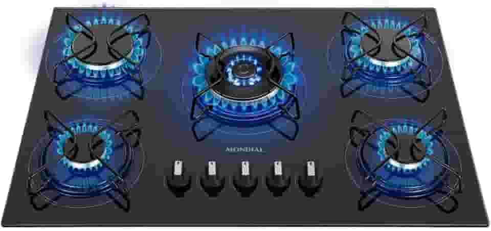 Cooktop a Gás, 5 Bocas, Mondial, Preto/Inox, Bivolt - CTG-03