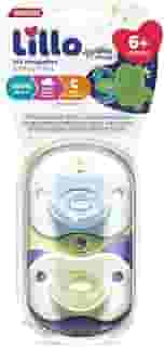 Lillo Kit De Chupeta 100% Silicone Calming Brilha No Escuro Bico Simétrico 6+ Meses - Azul