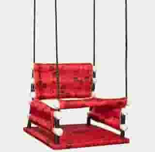 Balanço Infantil Suspenso com Encosto, Design de Patinhas, Disponível em Vermelho, Rosa e Azul