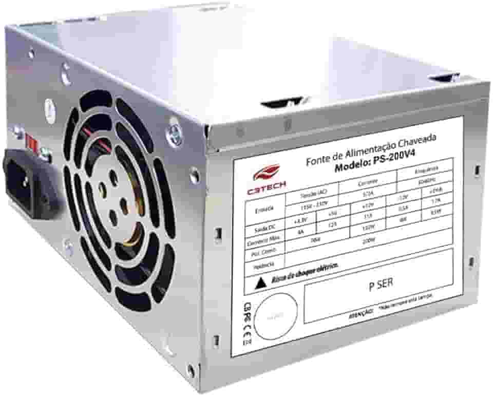 C3Tech Fonte ATX 200w, PS-200v4 para computador, 20+4 Pinos, 115v e 230v