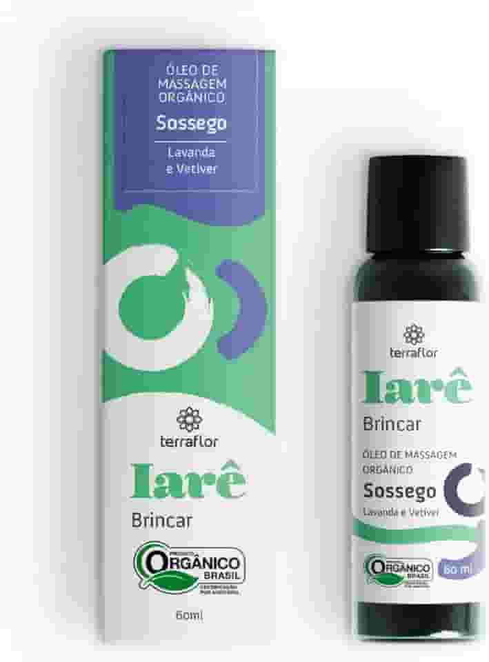Terraflor Óleo de Massagem Orgânico Sossego, Lavanda e Vetiver, 60ml, para Relaxamento Infantil e Sono