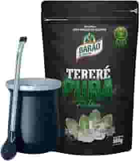 Barão de Cotegipe, Erva Mate Tereré Black Pura Folha 500g Barão Kit Copo Bomba