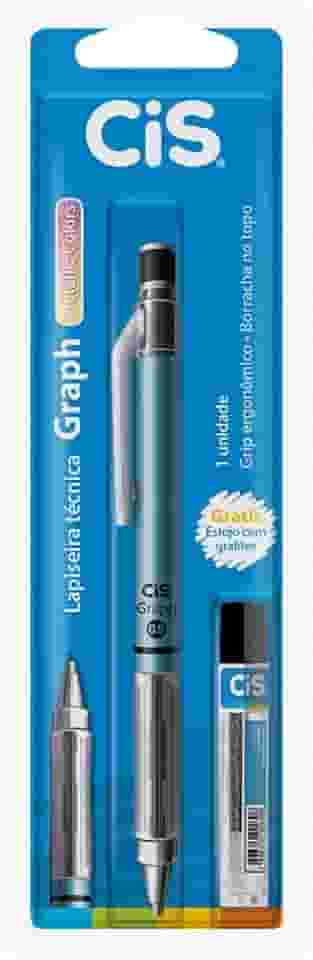 Lapiseira Técnica CIS Graph Metallic Colors 0.9mm, Sortido (Azul, Rosa, Ouro ou Prata), Blister com 1 unidade + 1 tubo de grafite