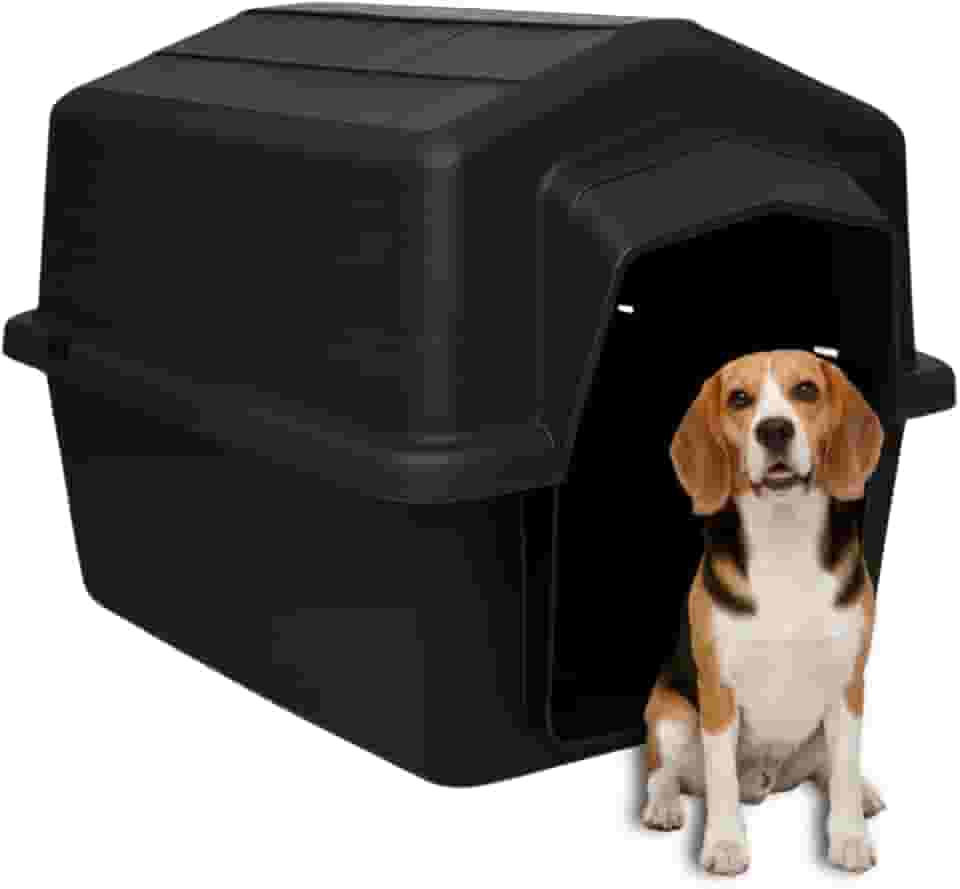 Casinha Pet 2 em 1 Grande N5 Caminha Proteção UV | Uso Externo Sol Chuva | Cães Médios até 22kg Labrador Bulldog Beagle | Plástico Rígido Atóxico Resistente | Limpeza Fácil (Preto)