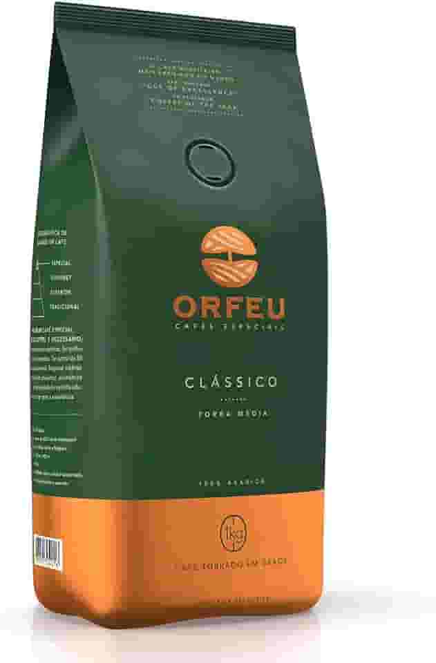 Orfeu Café Clássico em Grãos, 100% Arabica, Torra Média, 1kg