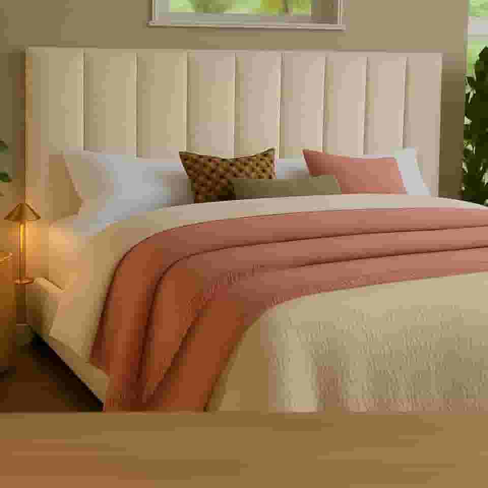 Cabeceira Modular Para Cama Queen – Estofada Com Fita Dupla Face De Fixação Sem Furos Na Parede (Off White)