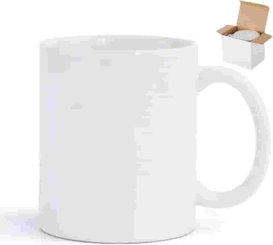 Caneca de café de cerâmica, canecas de sublimação, caneca de café branca de 325 ml, com caixa de embalagem, lavável na máquina, xícaras de chá de porcelana leve e brilhante com alça, xícaras