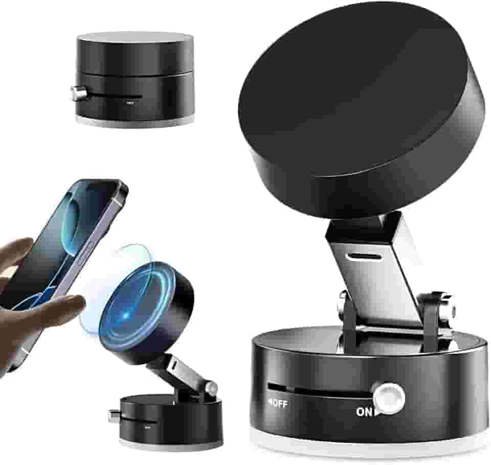 Suporte Magnético para Celular Portátil Dobrável - Suporte de Celular ajustável para Carro, Mesa, Espelho - Suporte Magnético Dupla Face - Shop100 (Preto)