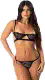 Conjunto Lingerie Sem Bojo De Renda Gringa Luxo Meia Taça Sexy Linha Sensual
