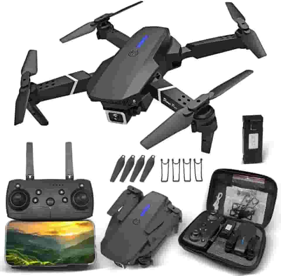 Drone -E99 FPV com 2 câmeras 4K Dual HD, versão atualizada, quadricóptero RC para adultos e crianças, drone WiFi RC para iniciantes, vídeo ao vivo