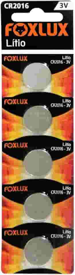 Foxlux Bateria de Lítio 3V CR2016 - Blister com 5 Unidades