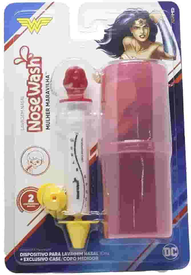 Seringa de Lavagem Nasal Para Bebês e Crianças + Copo Medidor NoseWash (Mulher Maravilha)