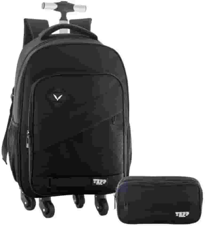 Kit Mochila 20” Com 4 Rodas 360 Escolar Juvenil Masculino Combino Conforto E Praticidade (Preto)