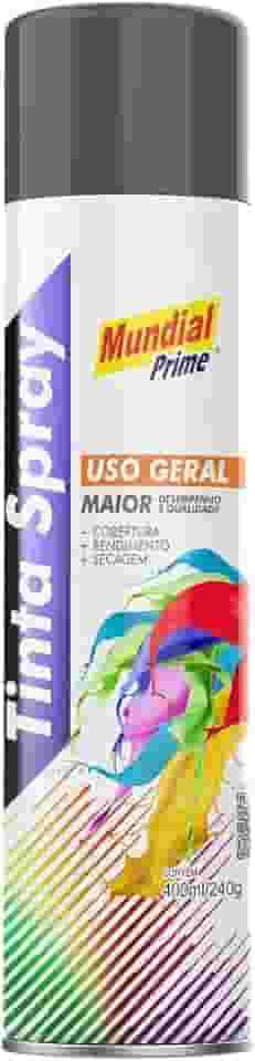 Tinta Spray Uso Geral 400ml, MUNDIAL PRIME, Cinza Primer, AE01000074