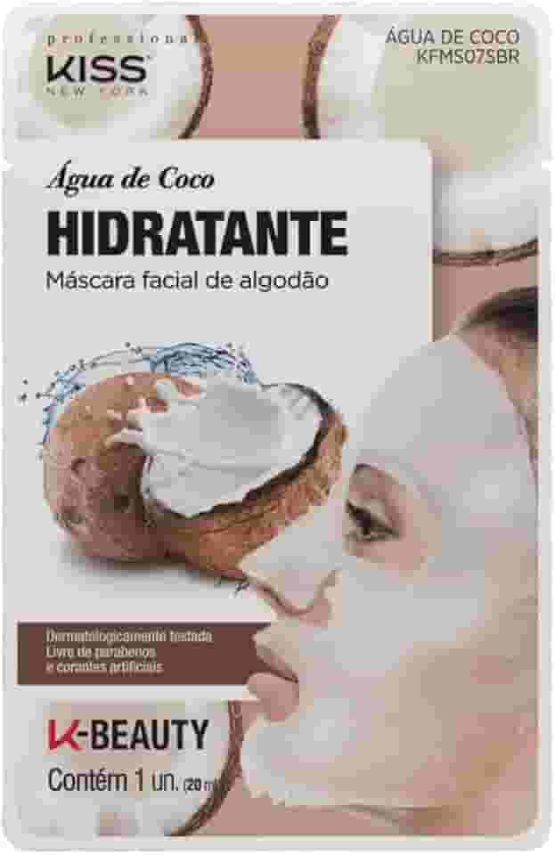Kiss NY Professional Máscara Facial de Algodão - Água de Coco, Kiss New York Professional