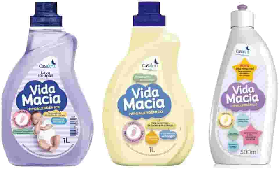 Kit Bebê Vida Macia: 1 Lava Roupas 1 litro + 1 Amaciante Camomila 1 litro + 1 Tira Manchas 500 ml