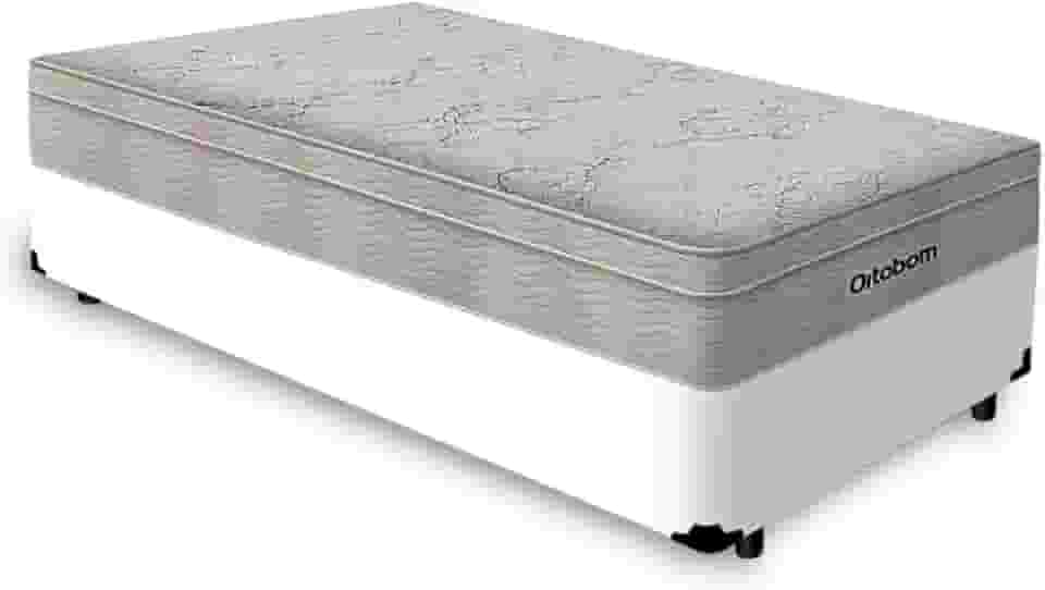 Cama Box Solteiro Branca + Colchão De Molas Ensacadas - Ortobom - Airtech Springpocket 88x188x65cm