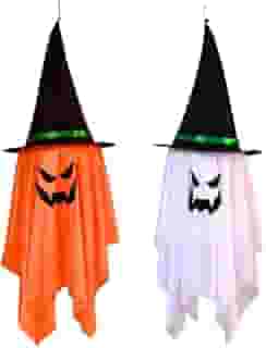 Kit 2 Fantasmas Decoração De Halloween, Com Luzes LED Enfeite