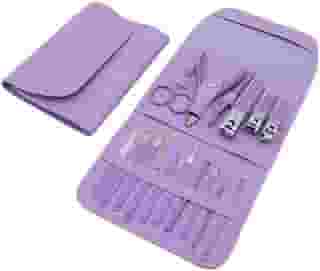 Conjunto Manicure Pedicure Completo Aço Inox 16 peças Lilás