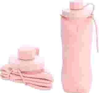 Garrafa de Água Dobrável Premium em Silicone Soft Retrátil 600ml Livre de BPA Portátil e Compacta para Viagem, Anti vazamento Bolsa Ciclismo Treino Corriga Bike Academia e Esportes (rosa)