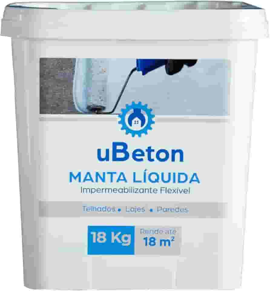 Manta Líquida Impermeabilizante Flexível Emborrachada - Parede Laje Telhado-Balde 18kg - Ubeton