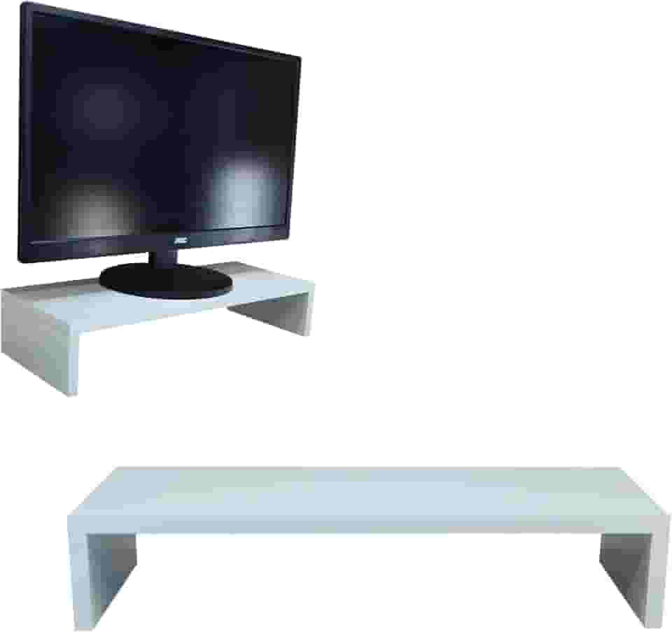 Suporte Para Computador Monitor PC Setup Gamer Mesa Organizador Home Office Ergonomico MDF 50cm (Branco)