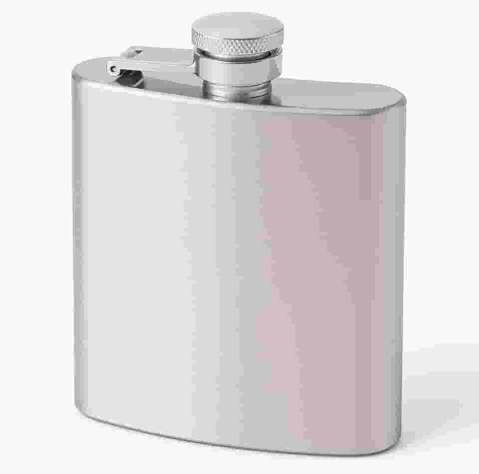 Cantil de Bolso em Aço Porta Bebida Inoxidável 160ml Design Clássico Acabamento Prateado Premium