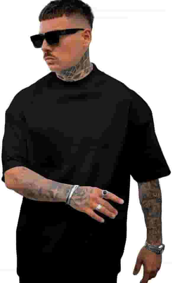 Camiseta Oversized Masculina 100% Algodão com Gola Redonda e Corte Amplo Disponível do P ao GG