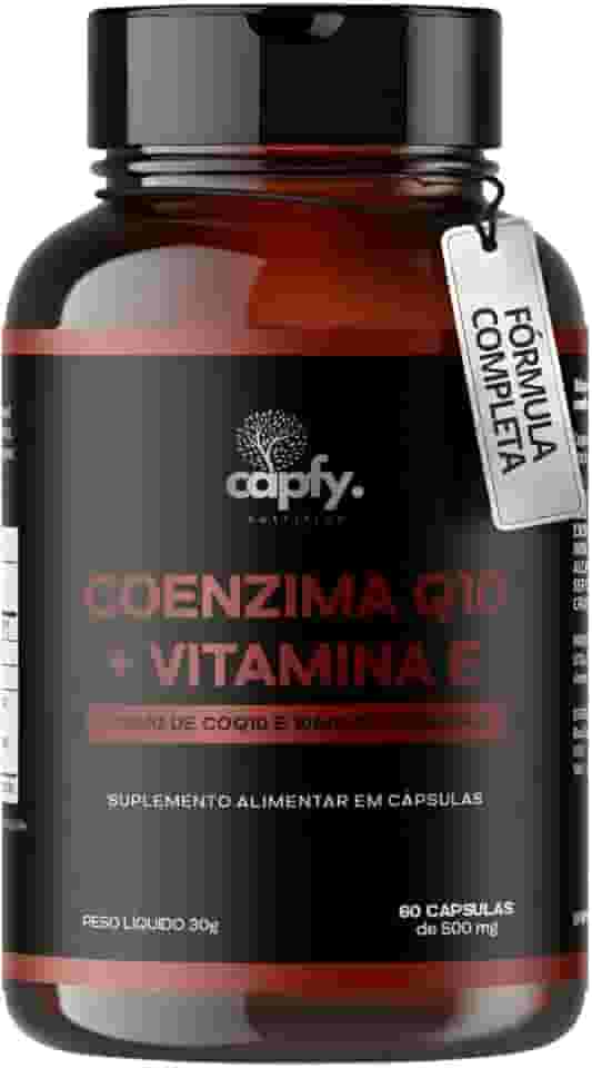 Coenzima Q10 200mg + Vitamina E 10mg Capfy Nutrition CoQ10 com 60 Cápsulas Alta Absorção Zero Lactose Suplemento Vegano