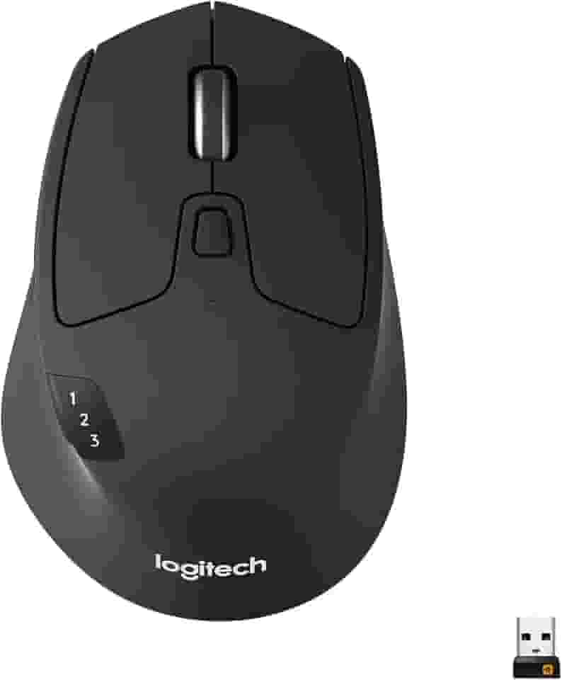 Mouse sem fio Logitech M720 Triathlon com Conexão USB Unifying ou Bluetooth com Easy-Switch para até 3 Dispositivos, 1000 DPI, 6 Botões Programáveis e Pilha Inclusa