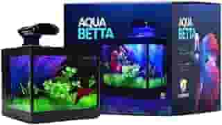 Aquário Betteira com Iluminação LED Bivolt e Decoração Aquabetta 17x15x15cm