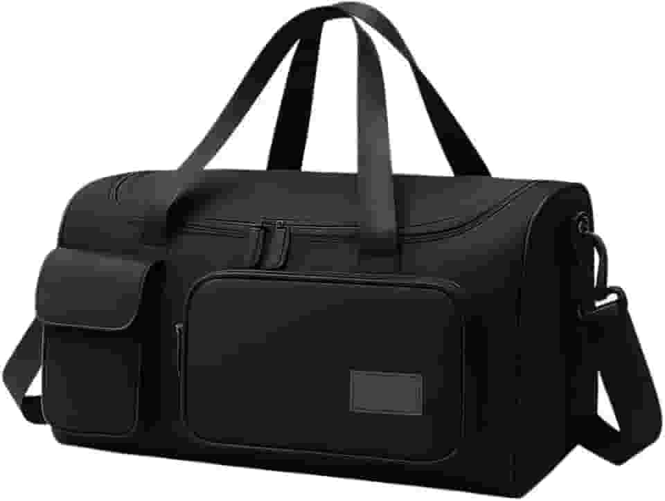 Bolsa Feminina de Viagem Grande 30L – Mala de Bordo 10kg Dobrável com 5 Compartimentos, Alça Transversal, Ideal para Academia, Passeios, Maternidade e Fim de Semana (Preto)