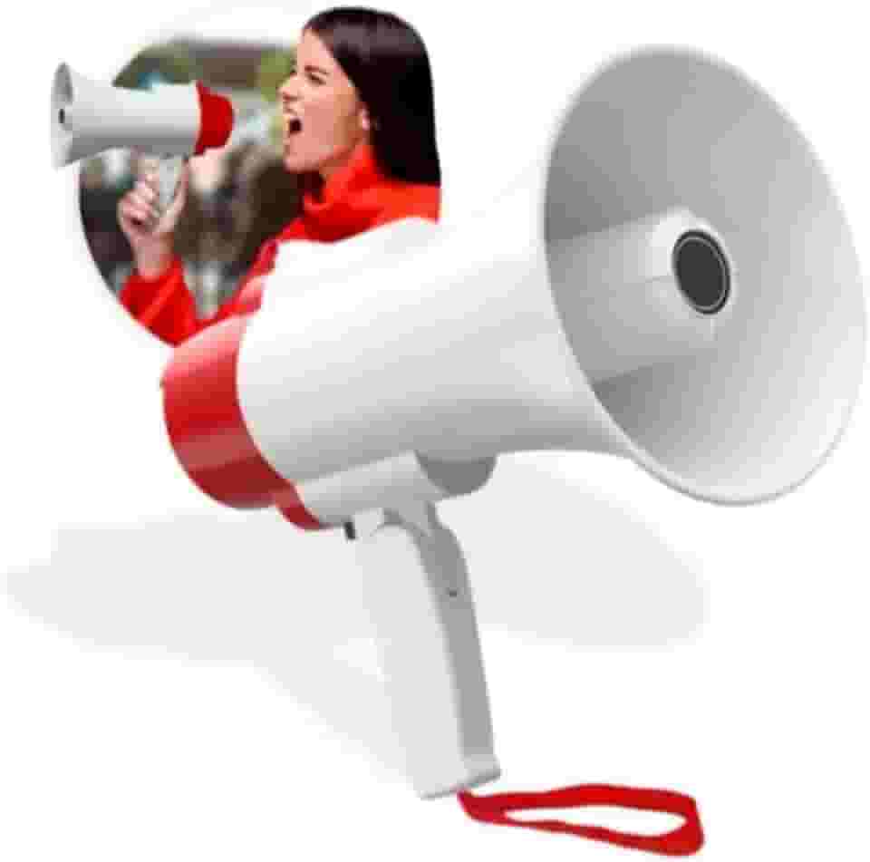 Megafone Profissional Portátil Recarregável - Amplificador de Voz de Alta Potência, Função Sirene, Gravação de Áudio e Bateria de Lítio de Longa Duração