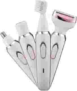 Aparador Depilador Elétrico Feminino 4 em 1, Removedor de Pelos Facial e Corporal Recarregável