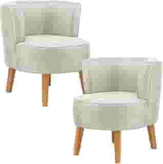 Kit 2 Poltronas Cadeira Elegante para Sala de Estar Tecido Veludo MOBLAN decor (Bege)