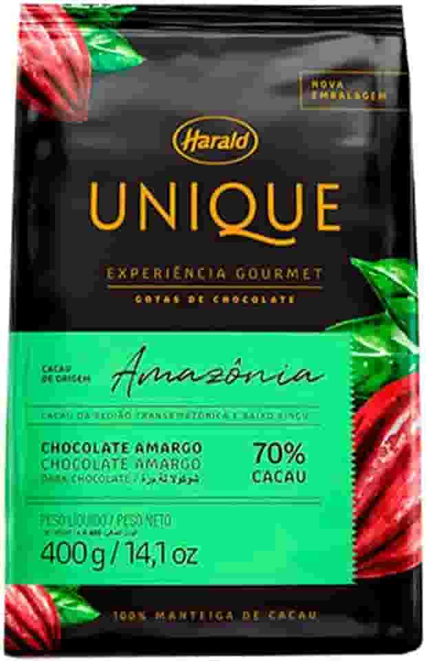 Chocolate Unique Amazônia Amargo 70% Cacau Gotas 400g Harald