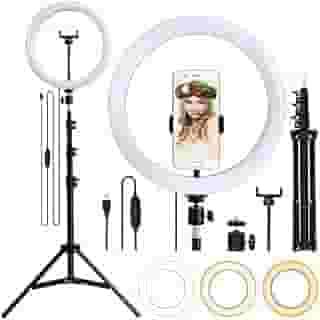 Inland Sounds Ring Light 10 Pol 26cm Tripé 2,1 metros Profissional Anel de Led três tonalidades de luz