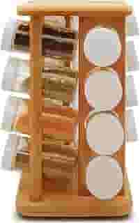 Porta Condimento com Base Giratória de Bambu 15X15X28CM 16PÇS
