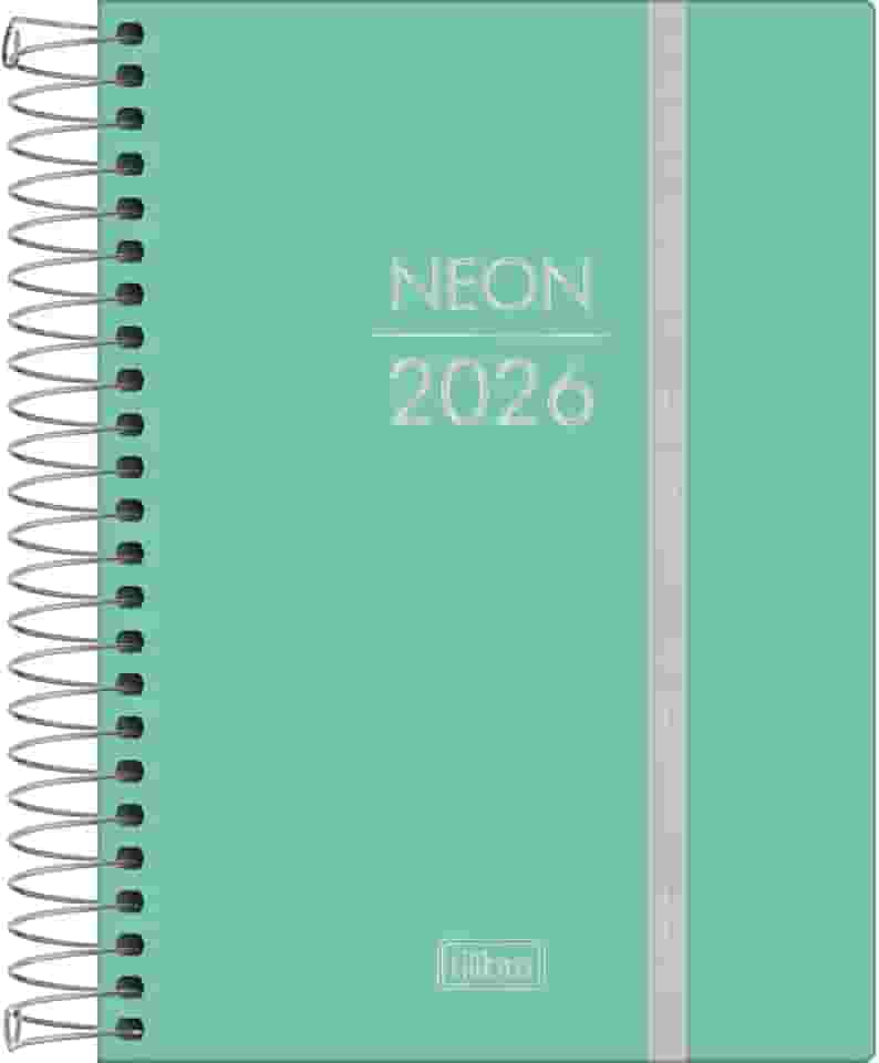 Tilibra - Agenda Espiral Diária 11,7x 16,4 cm Neon 2026 - Verde