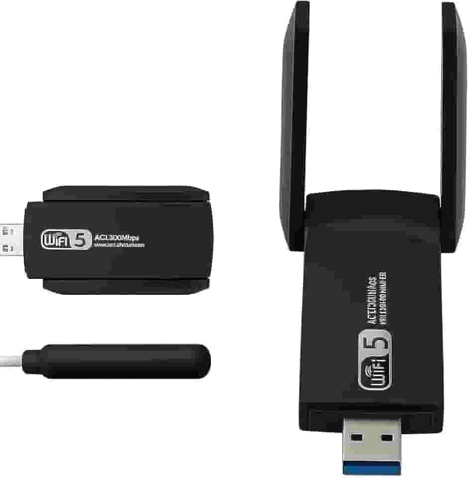 Adaptador WiFi USB 3.0 Dual Band 1300Mbps 5GHz e 2.4GHz com Duas Antenas de Alto Ganho - Placa de Rede Wireless para PC Desktop e Notebook
