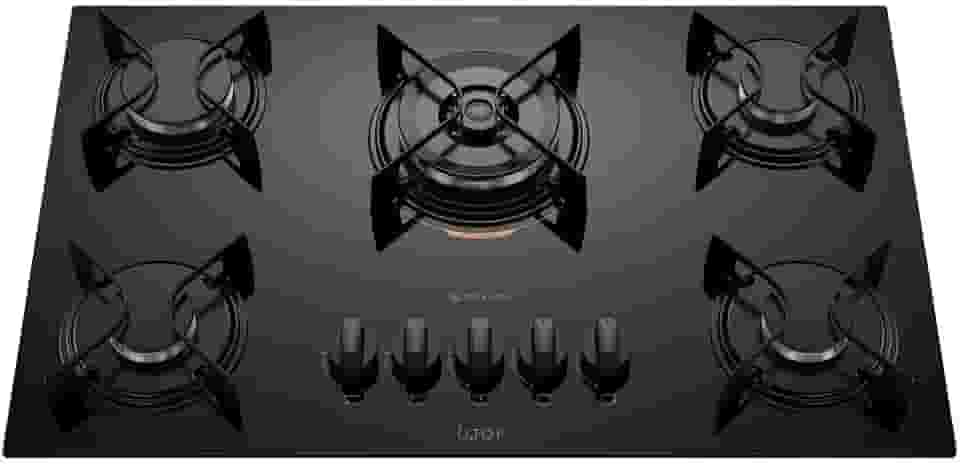 Cooktop 5 Bocas Preto com Mesa de Vidro e Tripla Chama Atlas U Top Bivolt