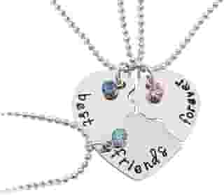 YALLNASL Colares de presente de melhor amiga para 3 meninas, presentes de amizade para mulheres, colar de coração para melhores amigas, colar de quebra-cabeça combinando para melhores amigas, colares