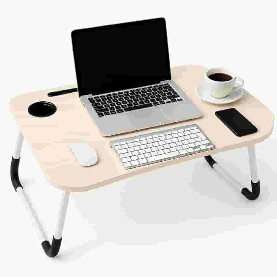 Mesa Para Notebook Portátil Dobrável – Compacta, Resistente e Ergonômica para Cama, Sofá, Estudo e Home Office (MADEIRA CLARA)