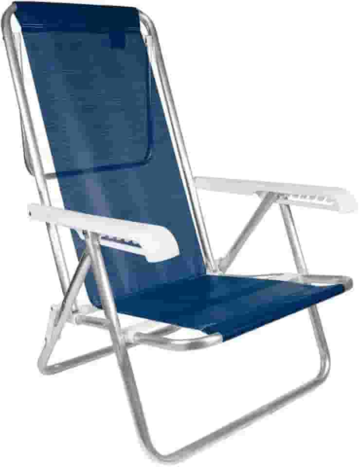 Cadeira De Praia Piscina Reclinável 8 Posições Alumínio - ORIGINAL MOR (2295- AZUL MARINHO)