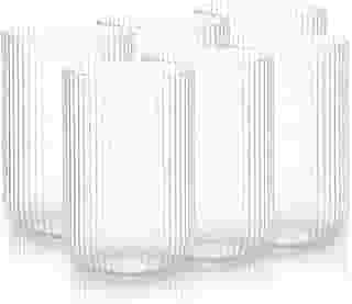 Jogo de 6 Copos de Vidro Canelado Versalhes 420ml Sofisticado Estilo Transparente para Suco Água Refrigerante Drinks Café Restaurante Bares