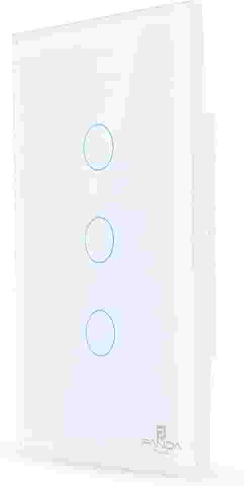 Interruptor Inteligente Touch 1,2,3 e 6 Botões Teclas 4x2 e 4x4 Alexa Google Wifi App Tuya Pandaplus Controle de Voz Automação Bivolt (Branco 3 Botões)