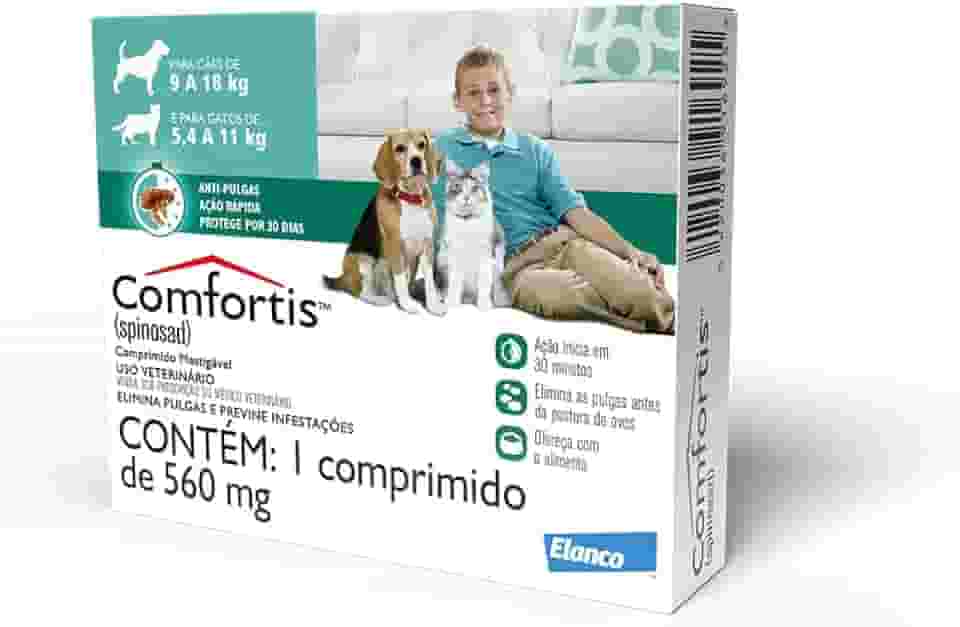 COMFORTIS 560MG - ANTIPULGAS PARA CÃES DE 9 A 18KG E PARA GATOS DE 5,4 A 11KG - ELANCO - 1 COMPRIMI